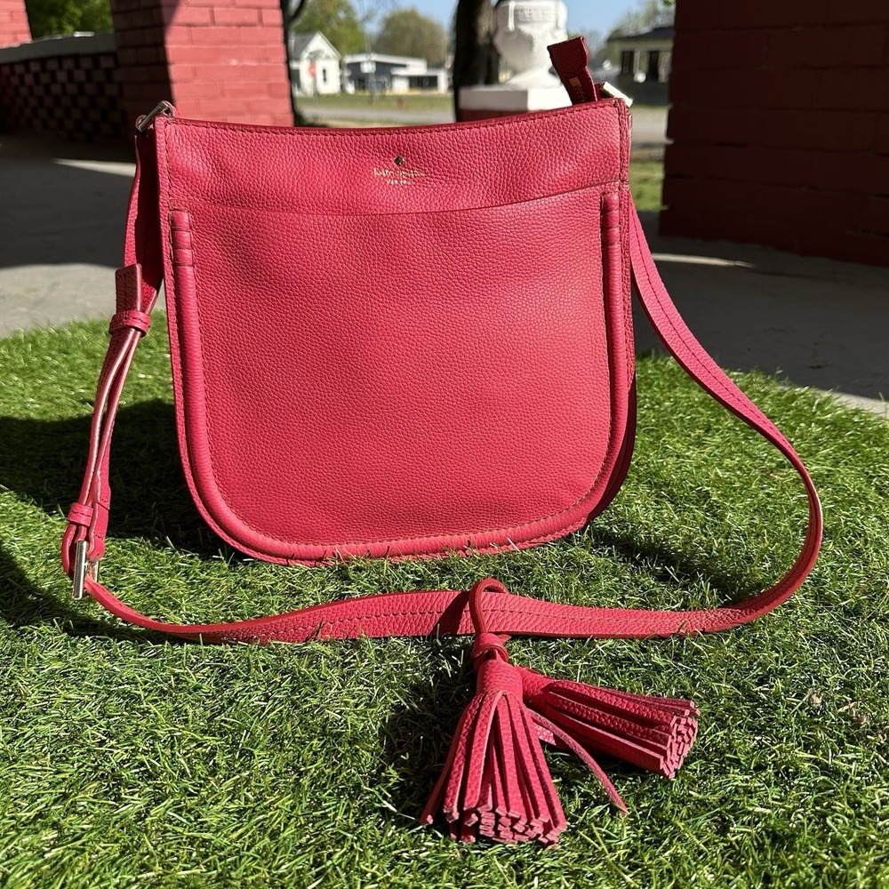 Kate Spade Orchard Street Hemsley Saddle Bag Pink Pebbled Leather Crossbody